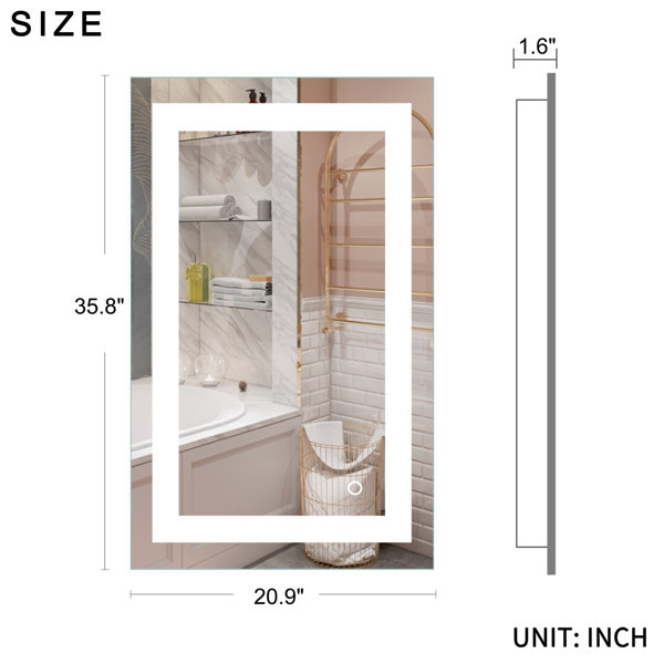 Orren Ellis Monaco Frameless Lighted Bathroom/Vanity Mirror & Reviews